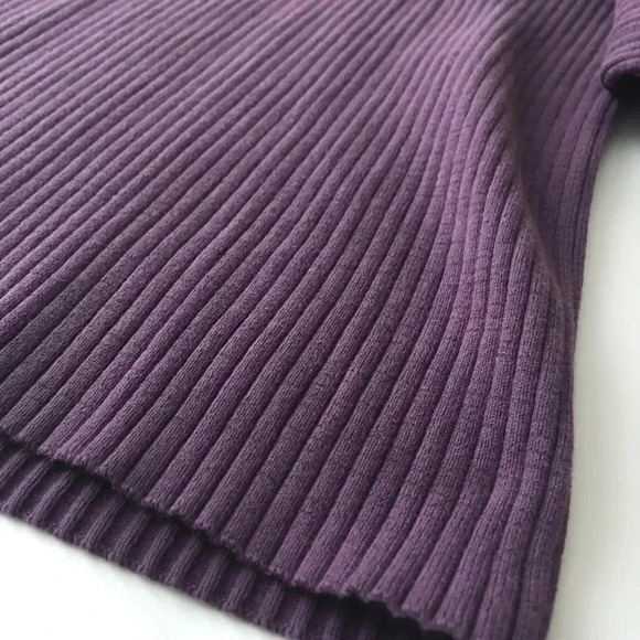 3/15 Y2K Purple ribbed v-neck business casual dark academia long sleeve sz small - Picture 4 of 8